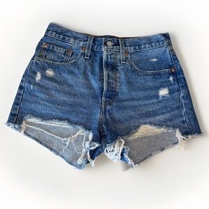Levi’s 501 Shorts, Distressed cut off Denim Shorts, High Rise Button Fly Size 26